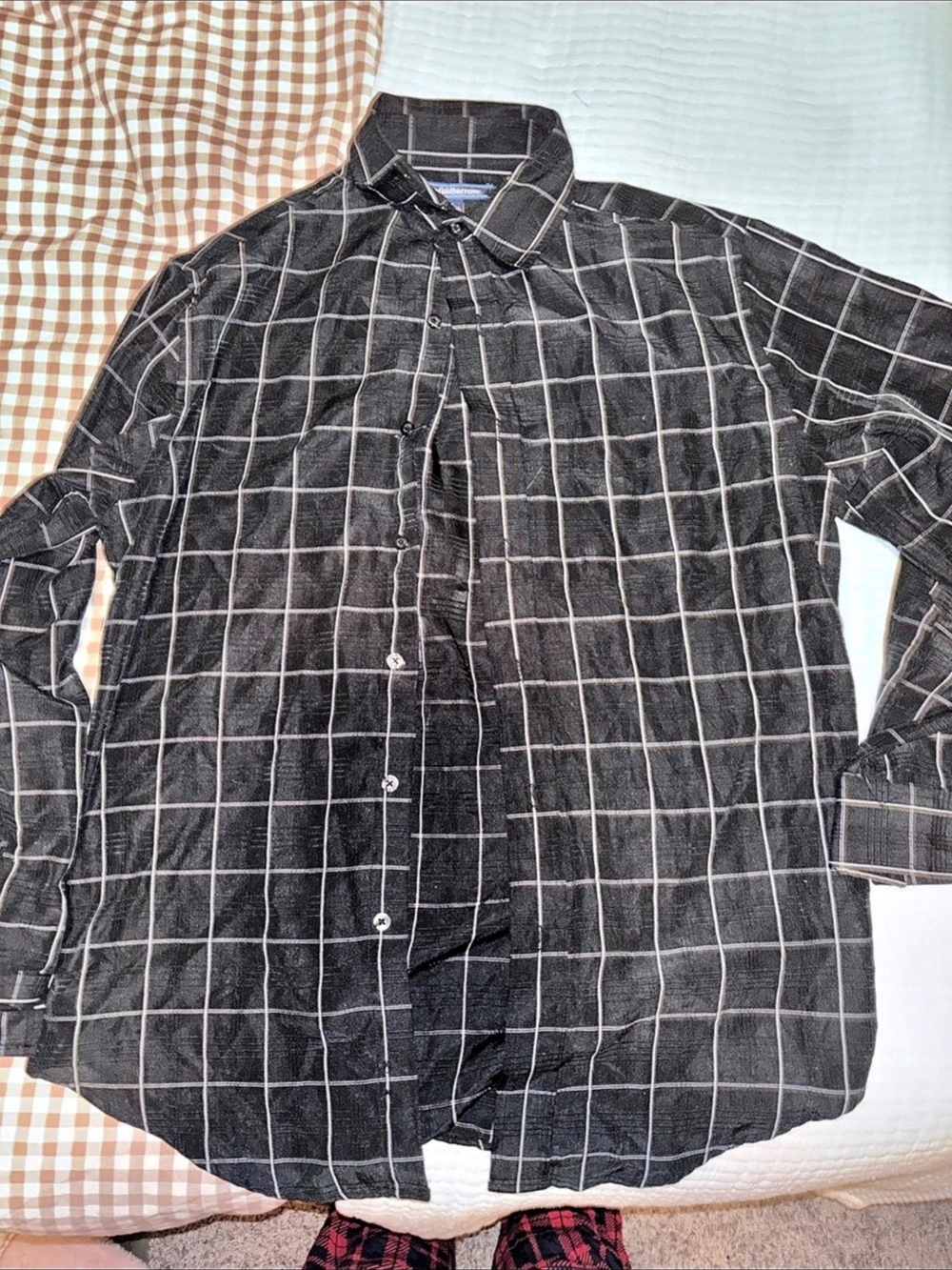 Croft & Barrow Men'Small Checkered Shirt in Black & White Size Small